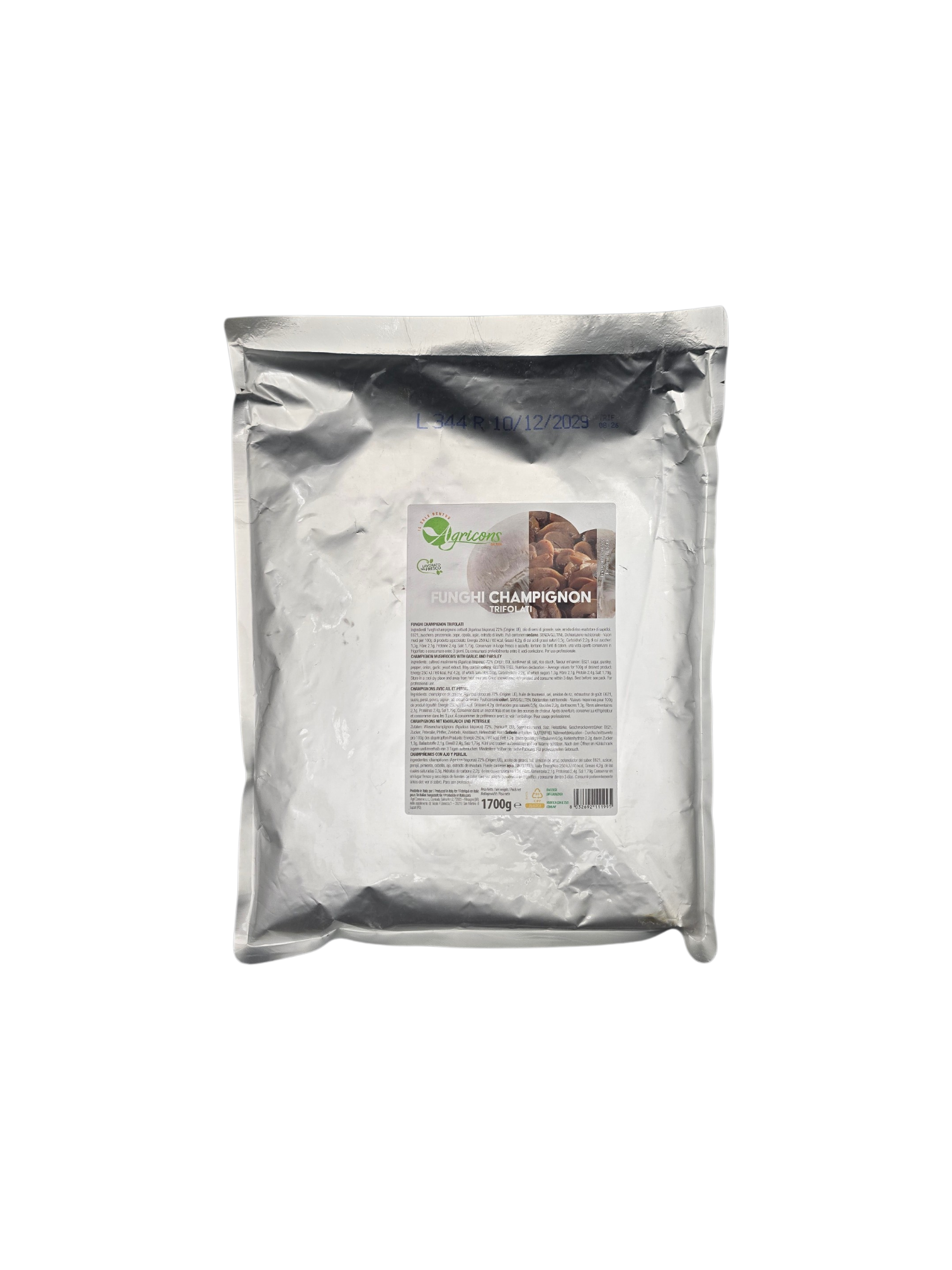 agricons categorie conserve olio funghi champignon trifolati in busta gr 1700 agricons 0