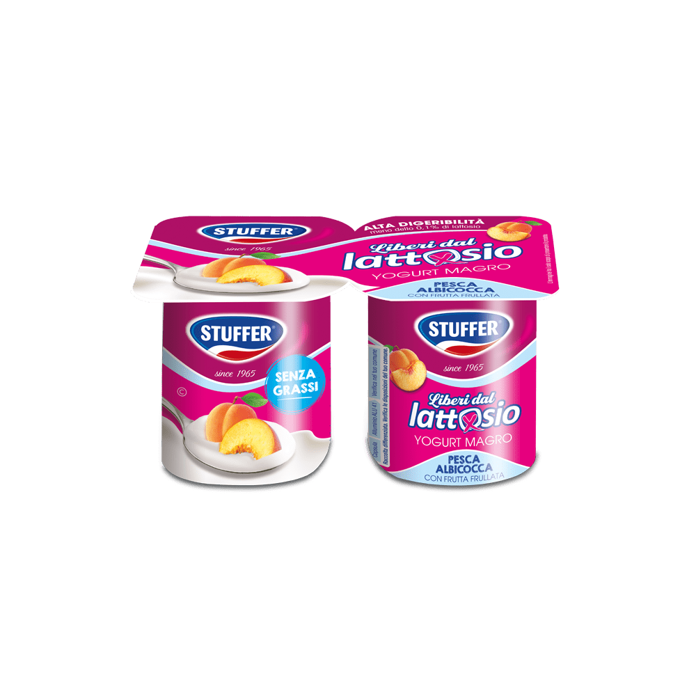 Yogurt Liberi dal Lattosio Magro Pesca/Albicocca Gr. 125 x 2 Stuffer